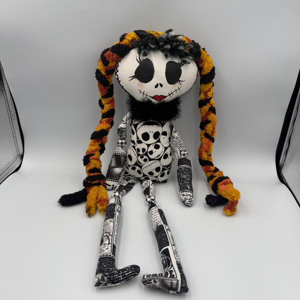 Gothic Rag Doll Spooky Art Plush Wicked Women Creations Nightmare Skulls 22"